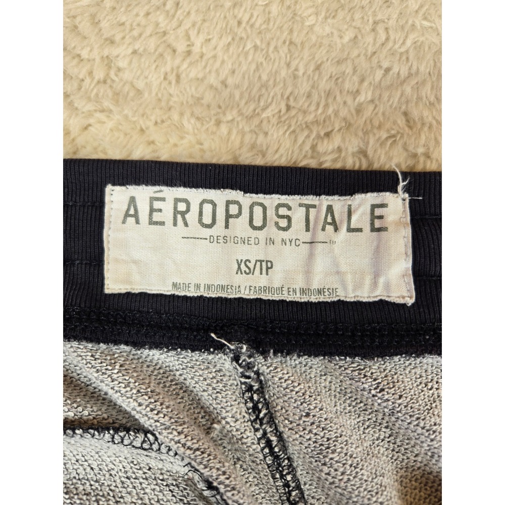 Aeropostale Mens XS Grey Marl Raw Hem Sweat Shorts Black Waistband 6174 - Picture 2 of 15